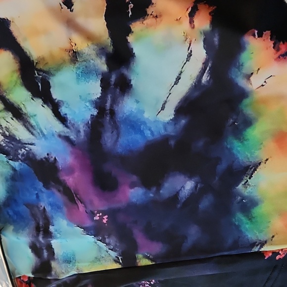 Vibrant Splash of Colors Tie dye split neck tank top mixed colors W-625 - Picture 3 of 16